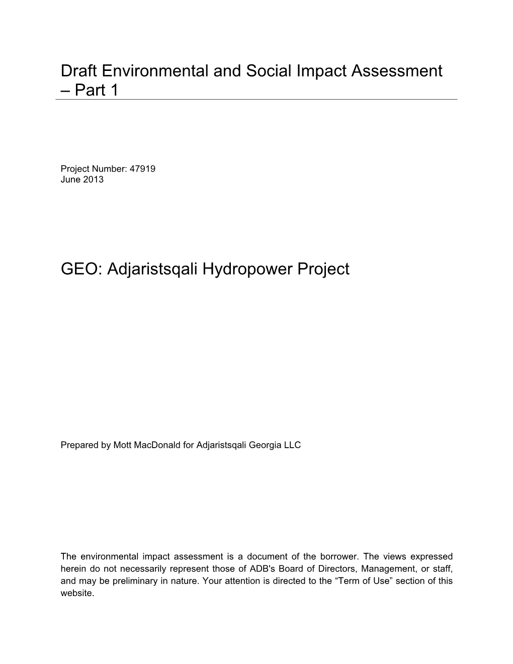 Adjaristsqali Hydropower Project