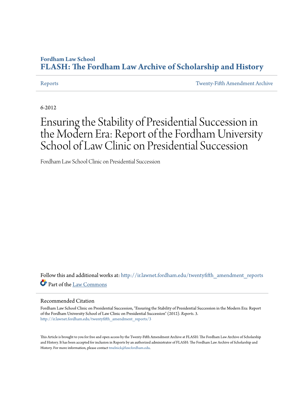 Ensuring the Stability of Presidential Succession in The