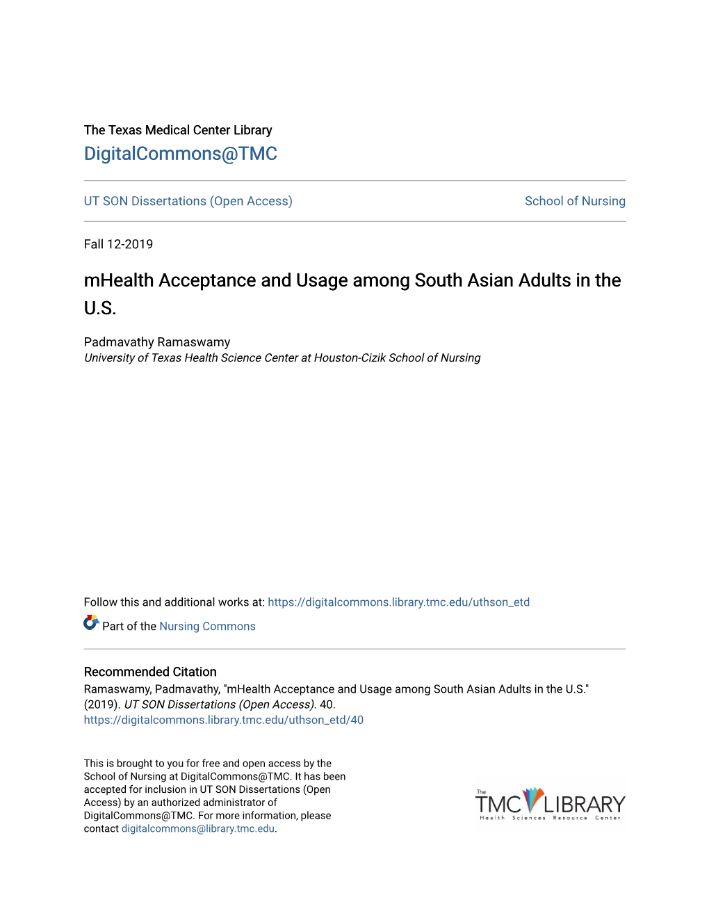 Mhealth Acceptance and Usage Among South Asian Adults in the U.S