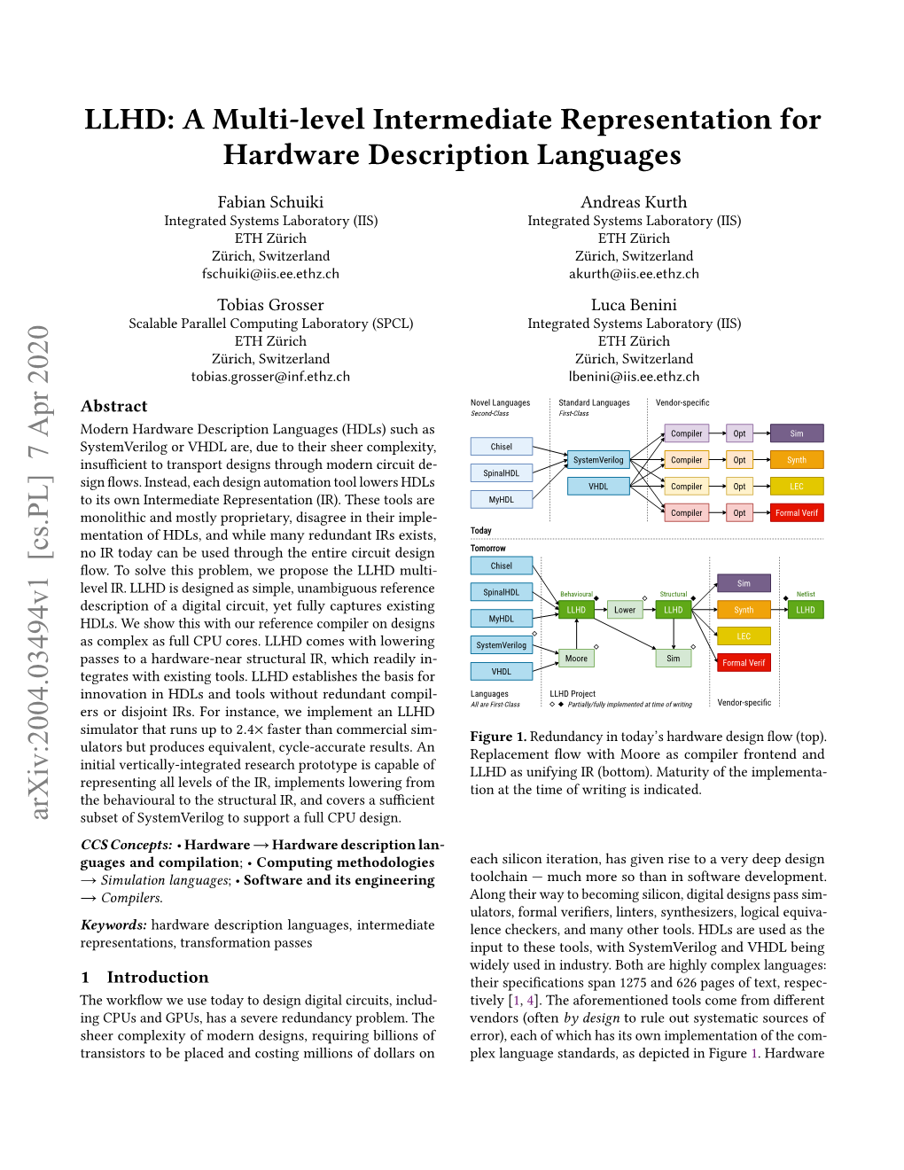 LLHD: a Multi-Level Intermediate Representation for Hardware Description Languages