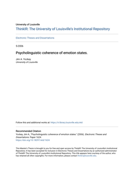 Psycholinguistic Coherence of Emotion States