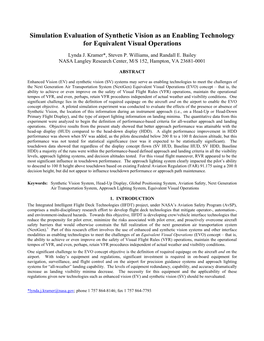 Simulation Evaluation of Synthetic Vision As an Enabling Technology for Equivalent Visual Operations