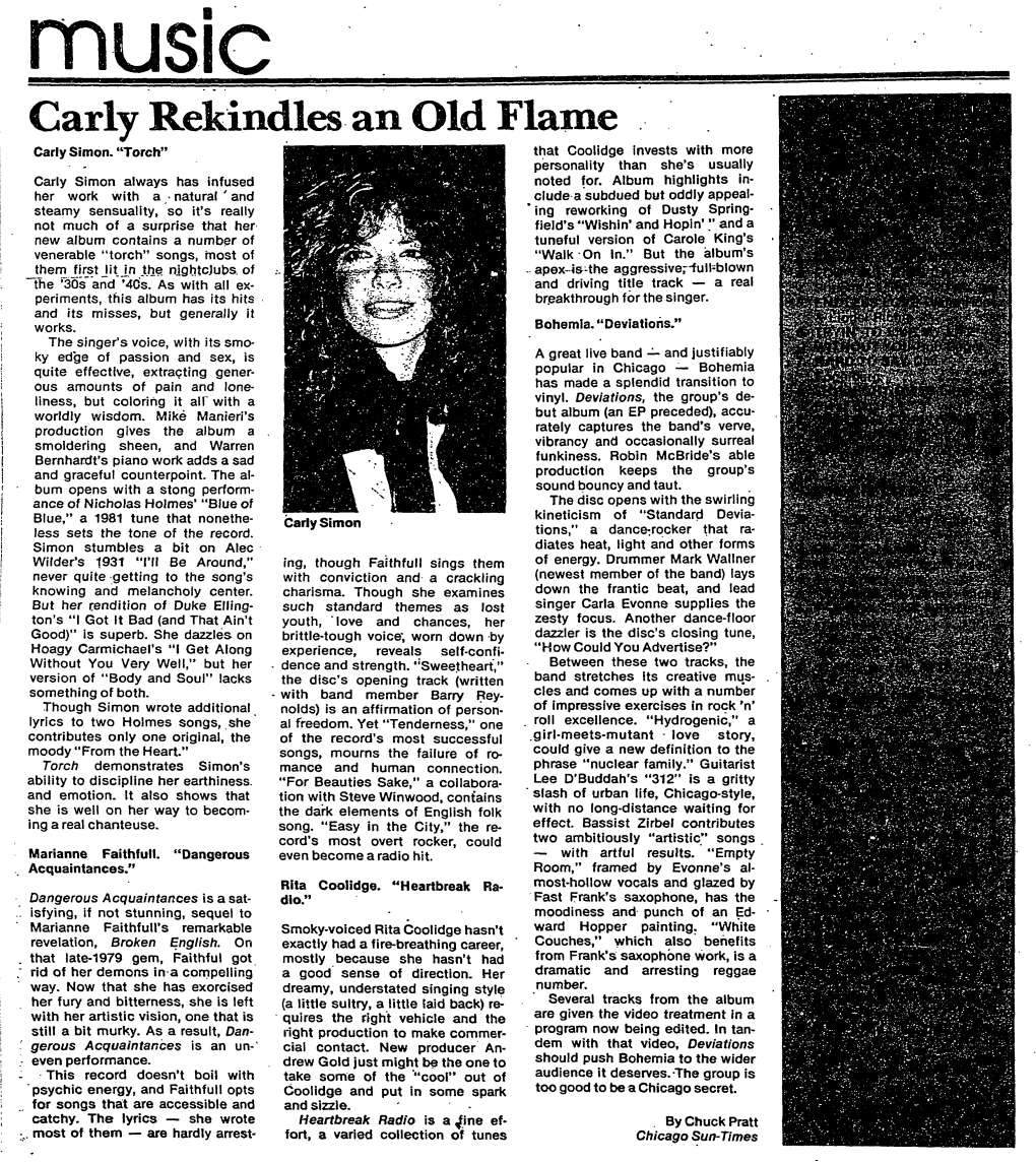 Carly Rekindles an Old Flame Carly Simon