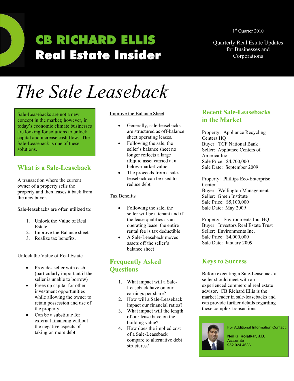 The Sale Leaseback