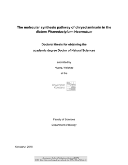 The Molecular Synthesis Pathway of Chrysolaminarin in the Diatom Phaeodactylum Tricornutum