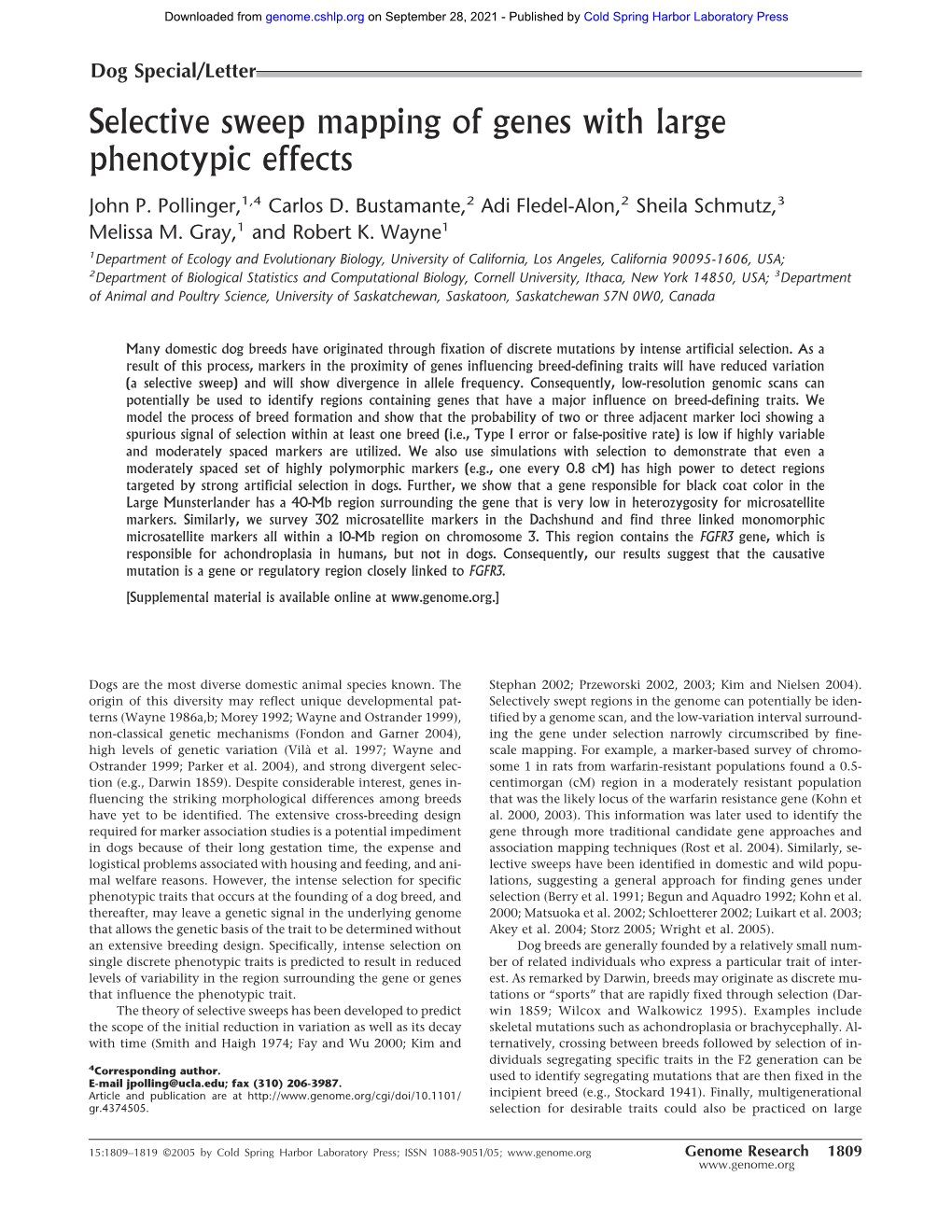 Selective Sweep Mapping of Genes with Large Phenotypic Effects