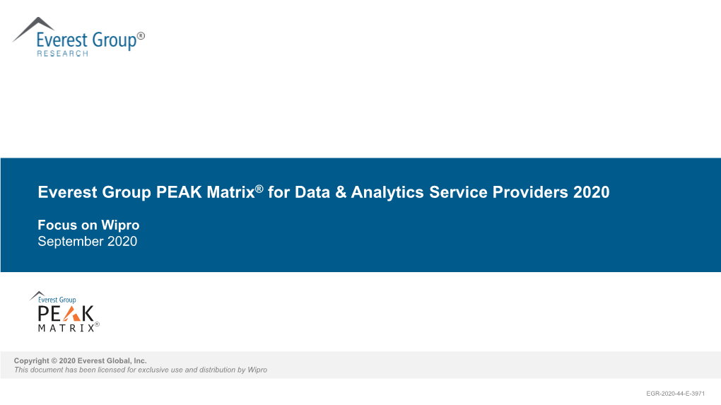Everest Group PEAK Matrix for Data & Analytics (D&A) Services 2020