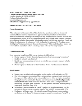1 MALS 78500/ HIST 71000/ PSC 71902 Comparative Revolutions