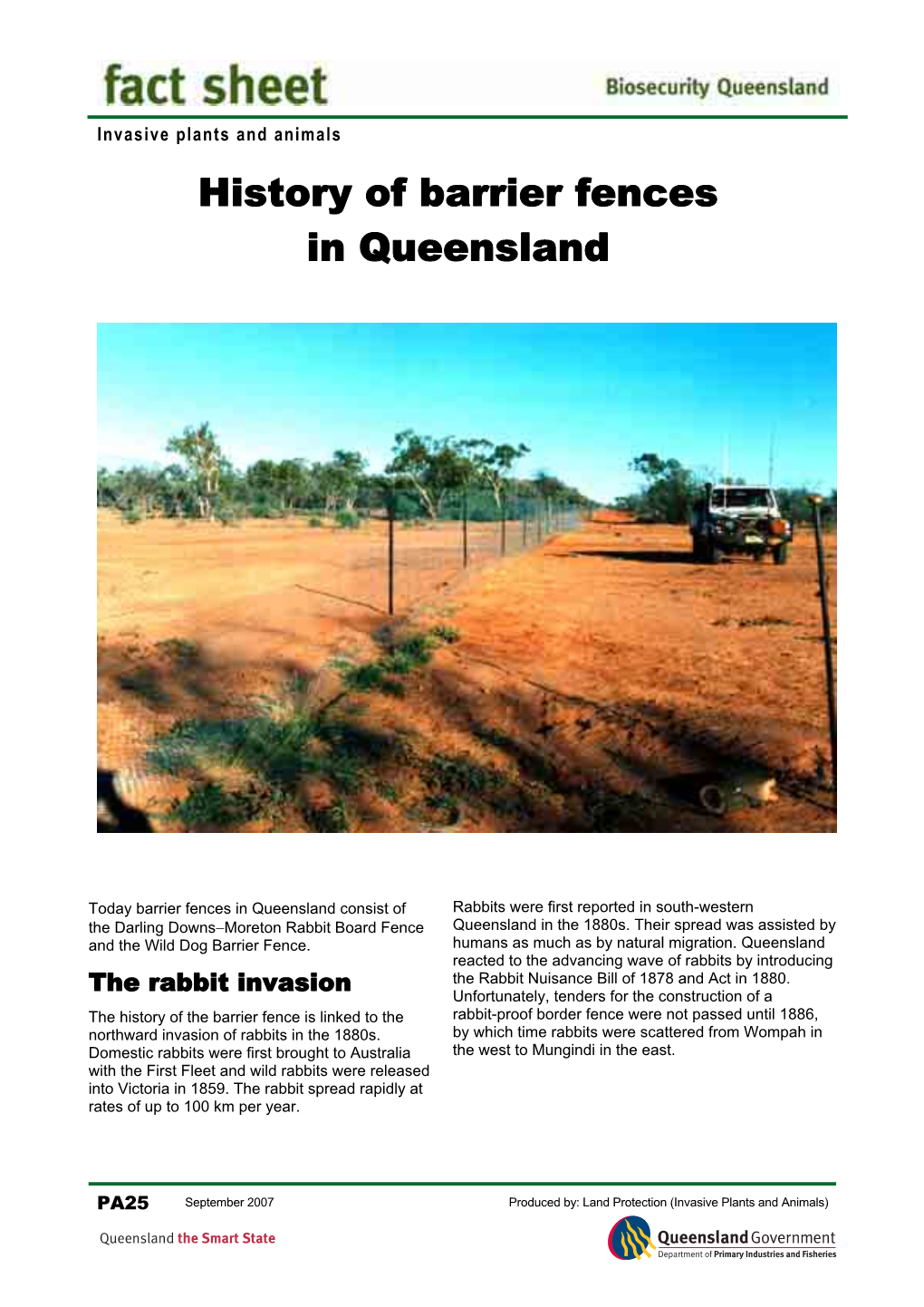 History of Barrier Fences in Queensland