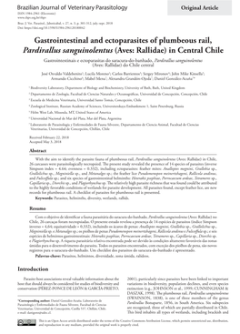 Gastrointestinal and Ectoparasites of Plumbeous Rail, Pardirallus Sanguinolentus