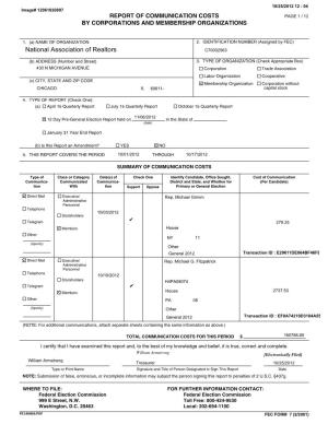 FEC FORM 76 - SUMMARY of C OMMUNICATION COST (Supplemental Page) NAME of ORGANIZATION National Association of Realtors