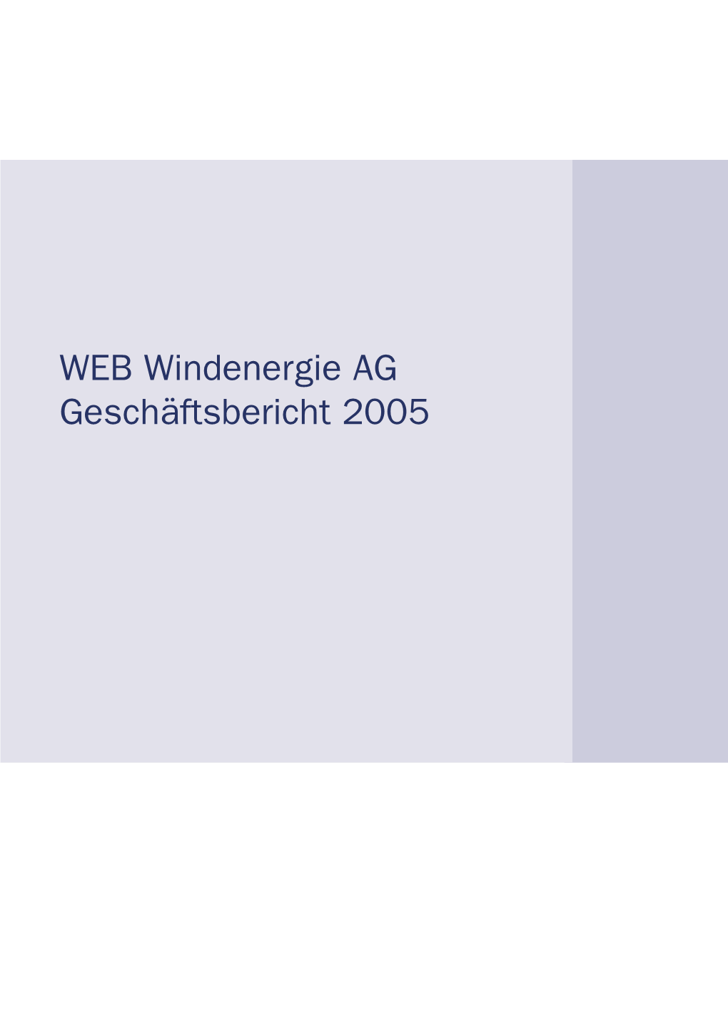 WEB Windenergie AG Geschäftsbericht 2005 Vorwort