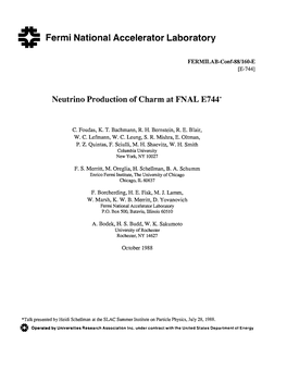Neutrino Production of Charm at FNAL E744*