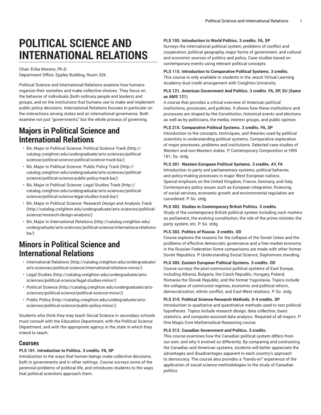 Political Science and International Relations 1