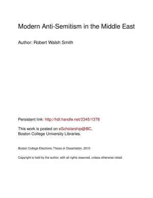 Modern Anti-Semitism in the Middle East