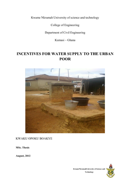 Incentives for Water Supply to the Urban Poor