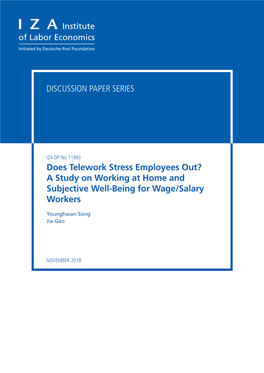 Does Telework Stress Employees Out? a Study on Working at Home and Subjective Well-Being for Wage/Salary Workers