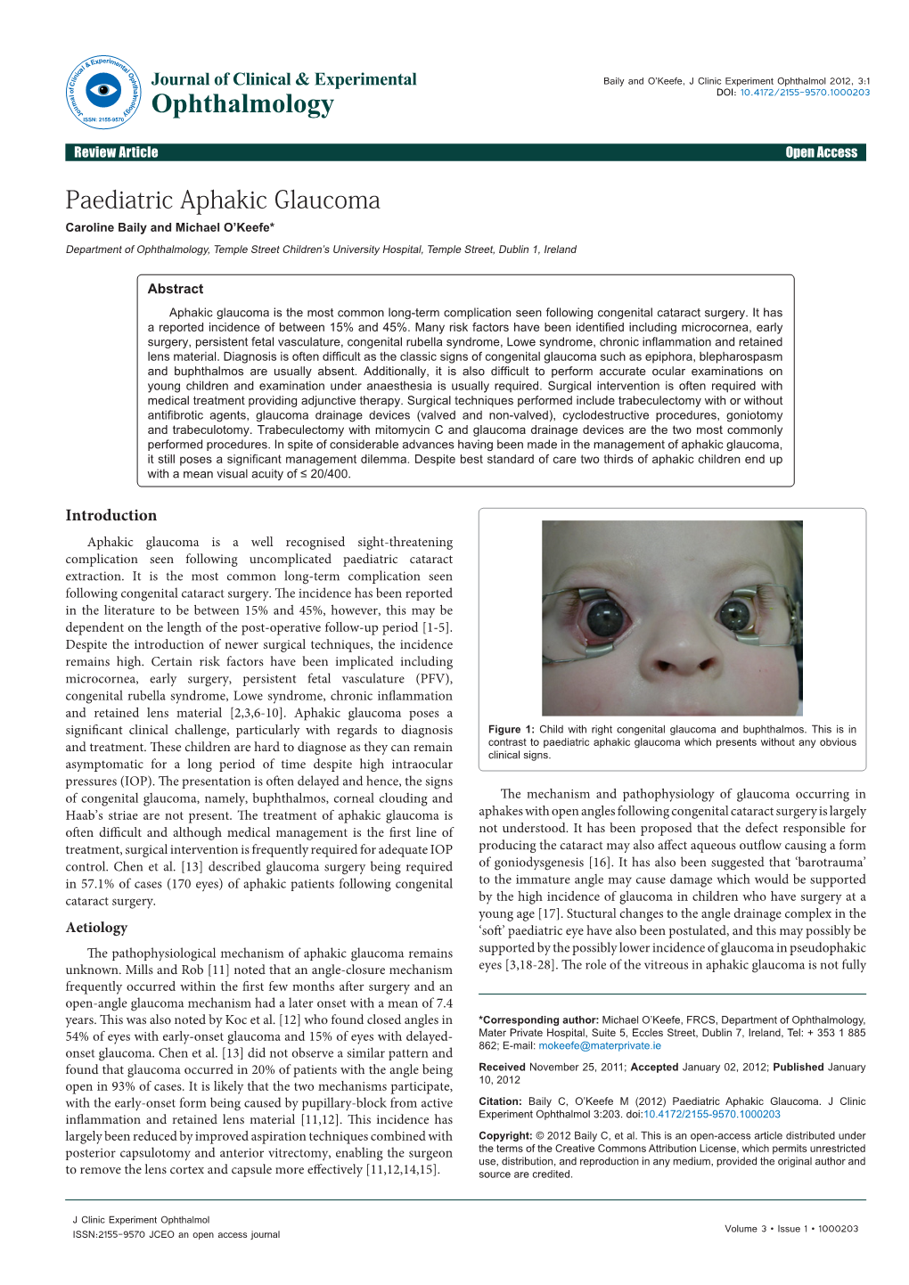 Paediatric Aphakic Glaucoma