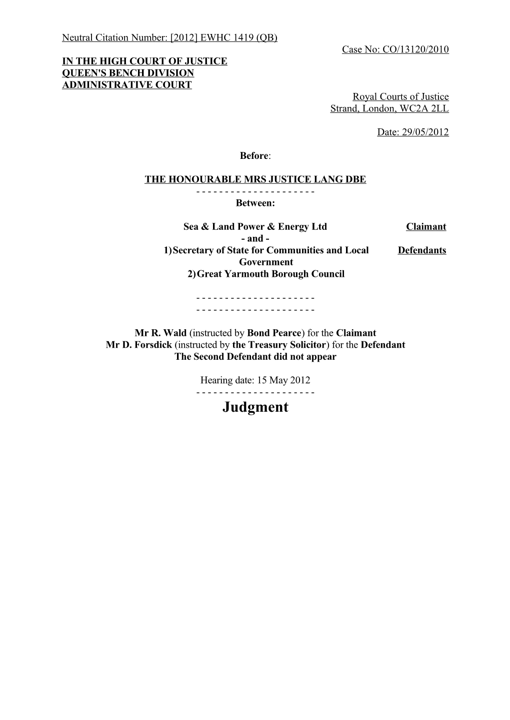 High Court Judgment Template s2