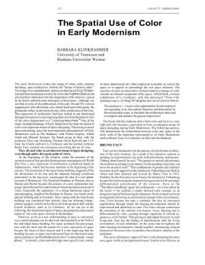 The Spatial Use of Color in Early Modernism