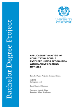 Applicability Analysis of Computation Double Entendre Humor Recognition with Machine Learning Methods