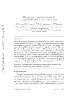 The Lyapunov Dimension Formula for the Global Attractor of the Lorenz System