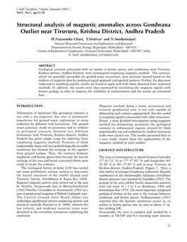 Structural Analysis of Magnetic Anomalies Across Gondwana Outlier Near Tiruvuru, Krishna District, Andhra Pradesh