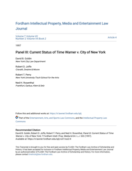 Current Status of Time Warner V. City of New York