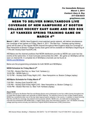 Friday's New Hampshire at Boston College Game to Be Telecast On