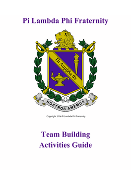 Pi Lambda Phi Fraternity Team Building Activities Guide
