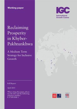 Reclaiming Prosperity in Khyber- Pakhtunkhwa