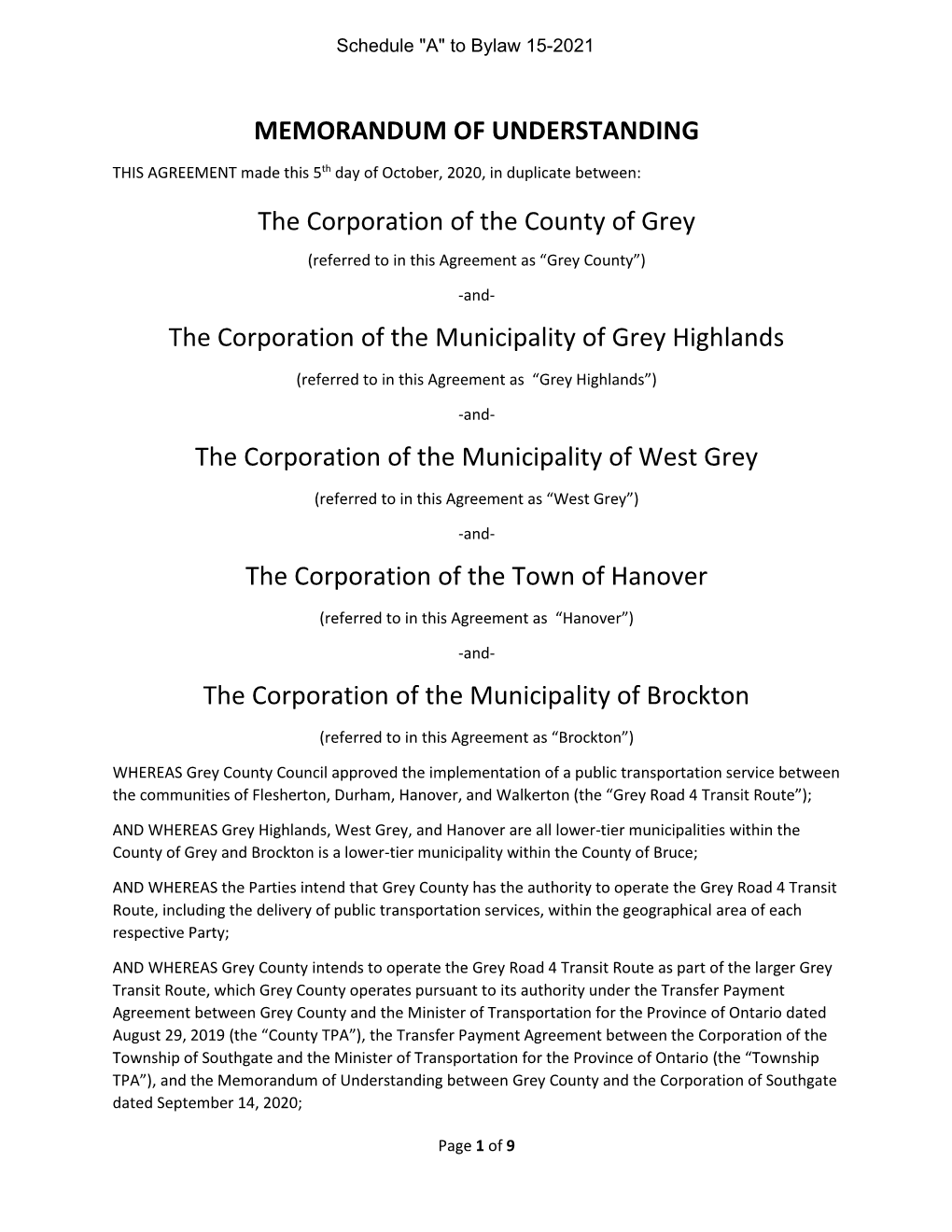 Community Transportation Agreement Grey Road 4