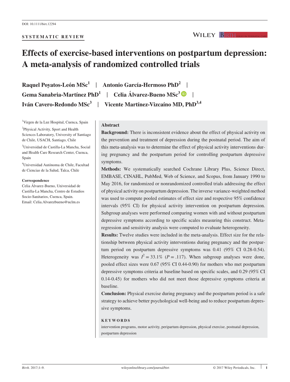 Based Interventions on Postpartum Depression: a Meta-­Analysis of Randomized Controlled Trials