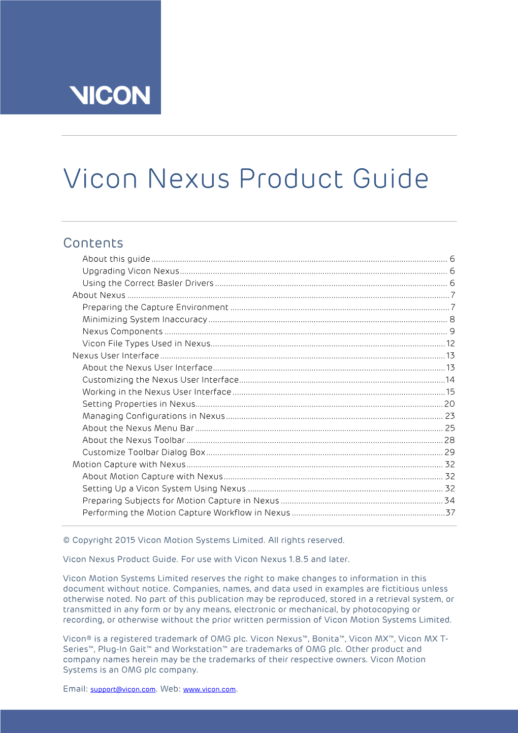 Vicon Nexus Product Guide