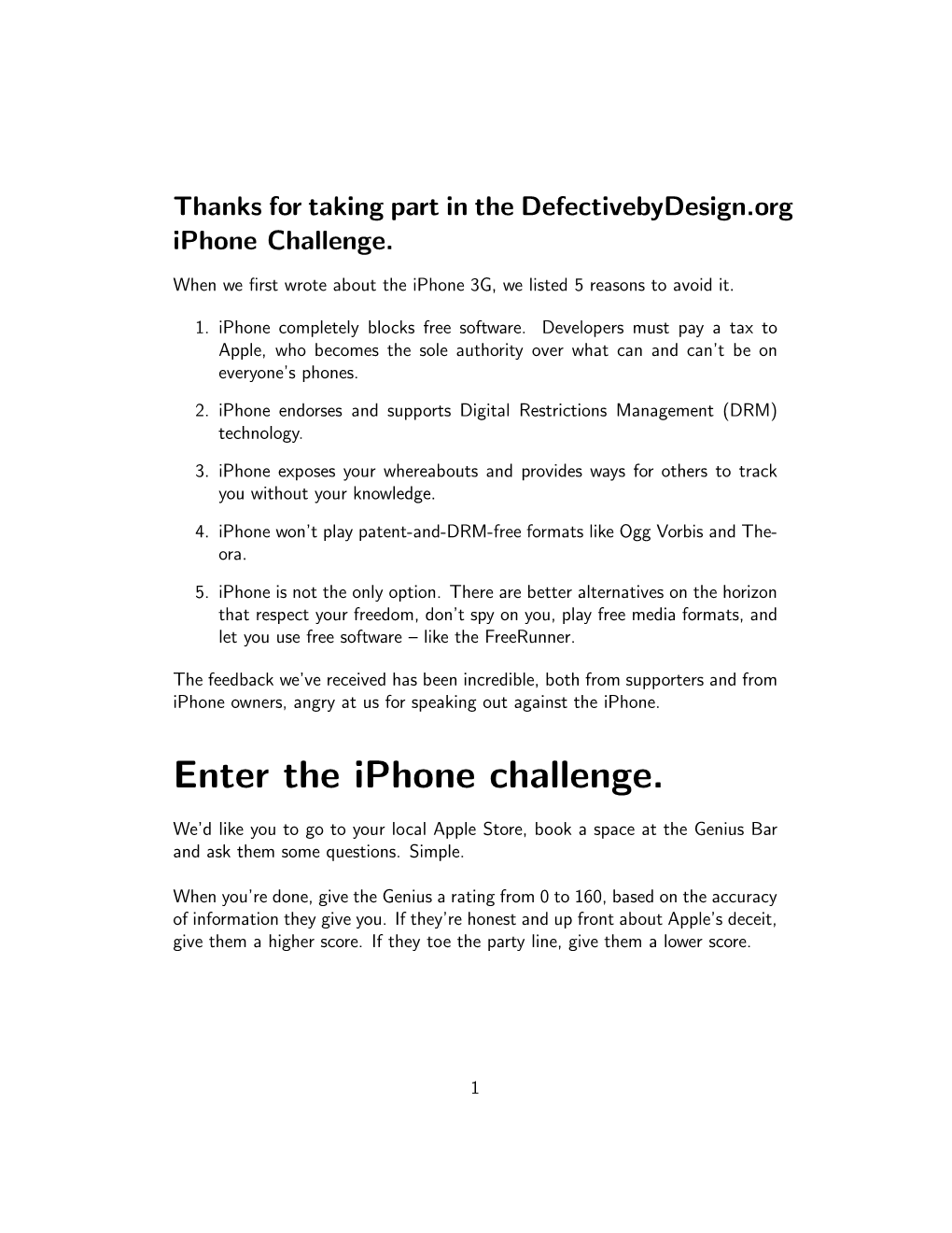 Enter the Iphone Challenge