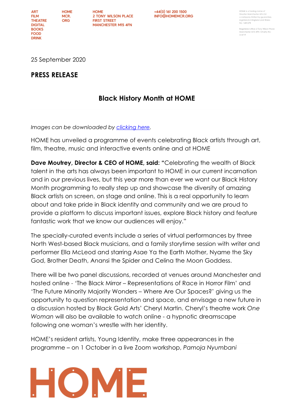 PRESS RELEASE Black History Month at HOME