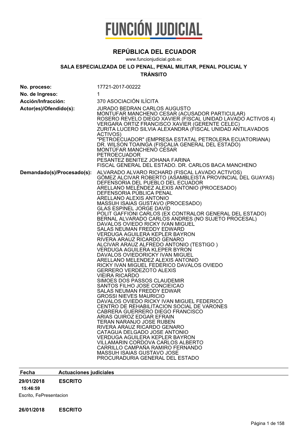 República Del Ecuador Sala Especializada De Lo Penal, Penal Militar, Penal Policial Y Tránsito