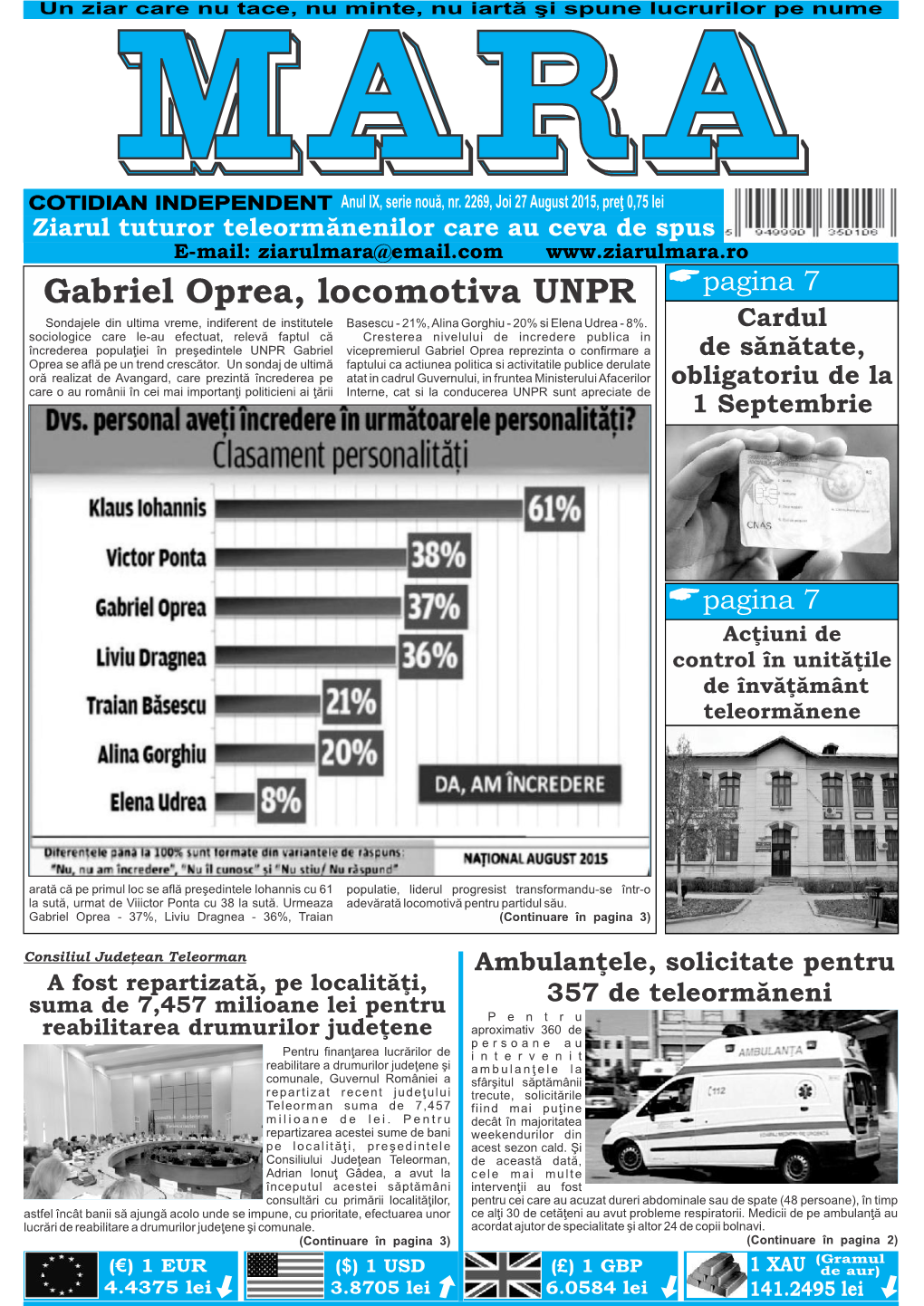 Gabriel Oprea, Locomotiva UNPR 7 Sondajele Din Ultima Vreme, Indiferent De Institutele Basescu - 21%,Alina Gorghiu - 20% Si Elena Udrea - 8%