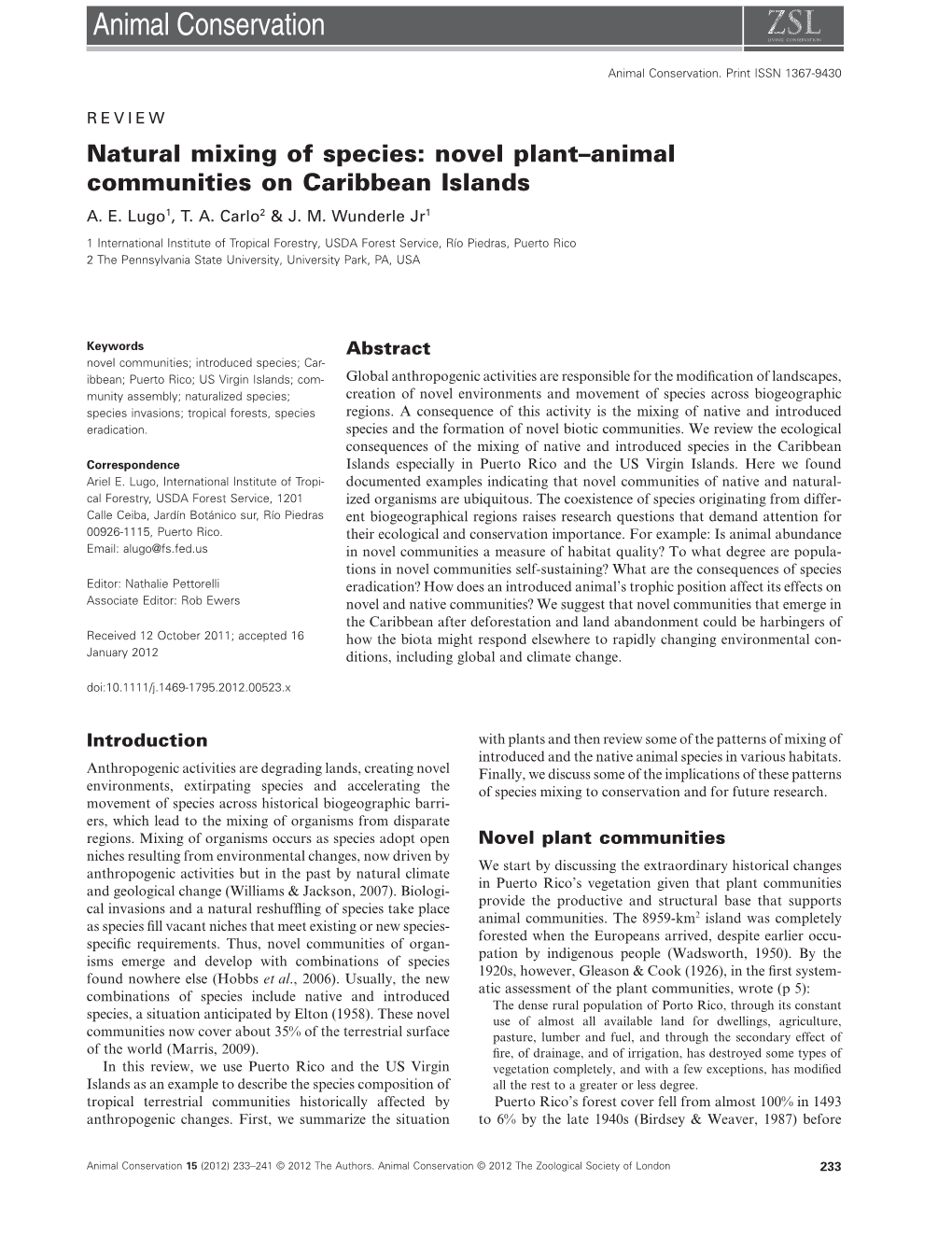 Novel Plantanimal Communities on Caribbean Islands