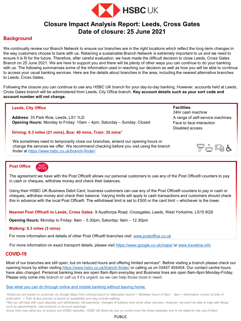 Leeds, Cross Gates Date of Closure: 25 June 2021 Background