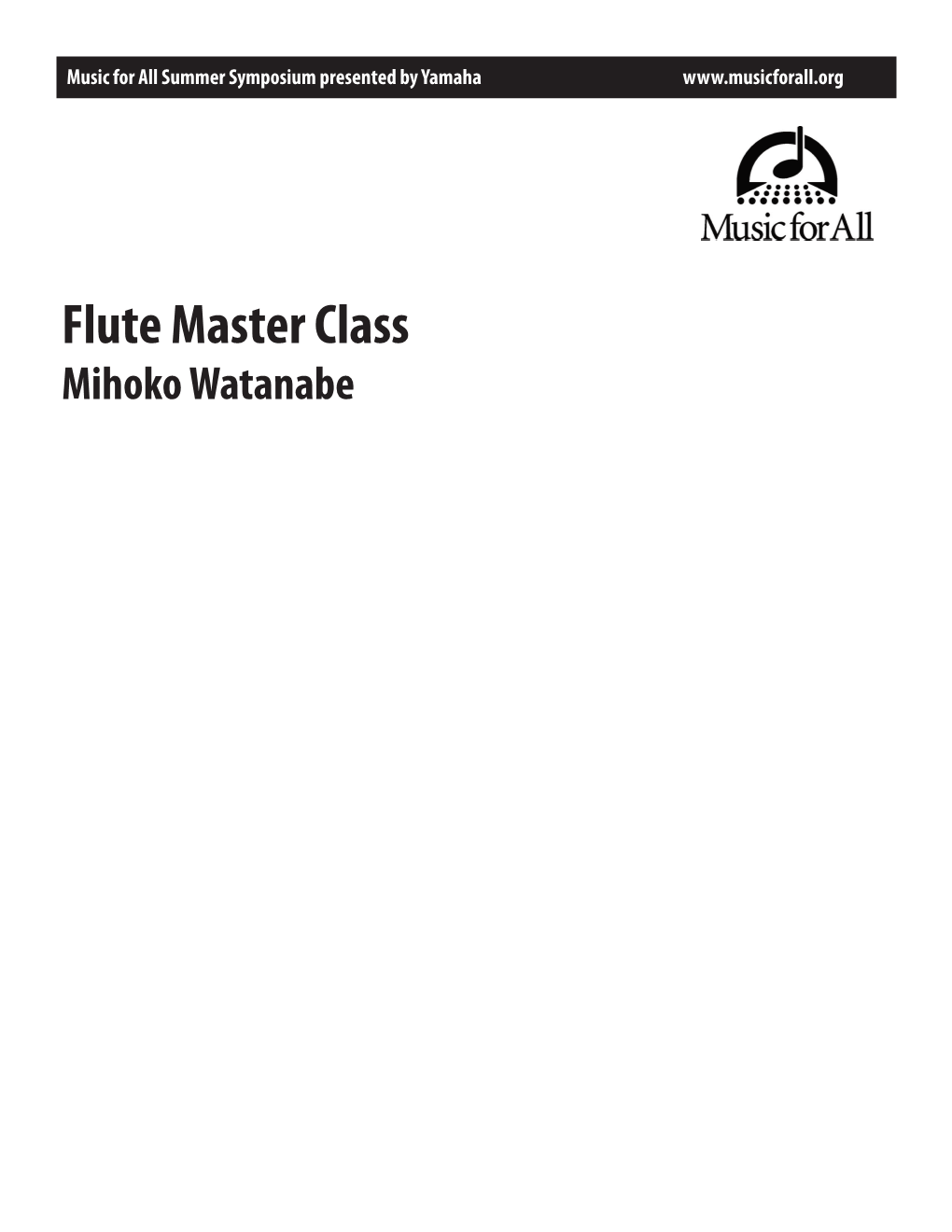 Flute Master Class Mihoko Watanabe