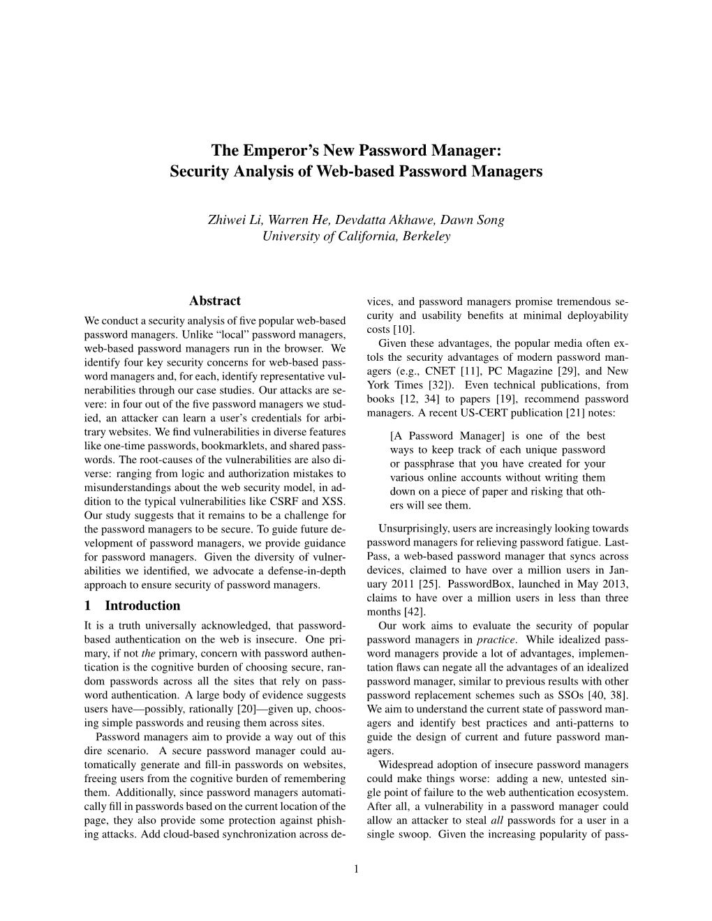 Security Analysis of Web-Based Password Managers