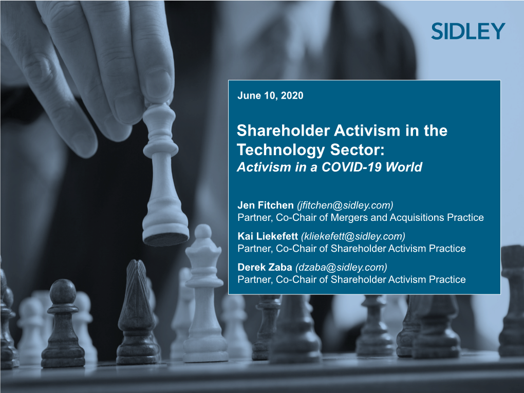 Shareholder Activism in the Technology Sector: Activism in a COVID-19 World