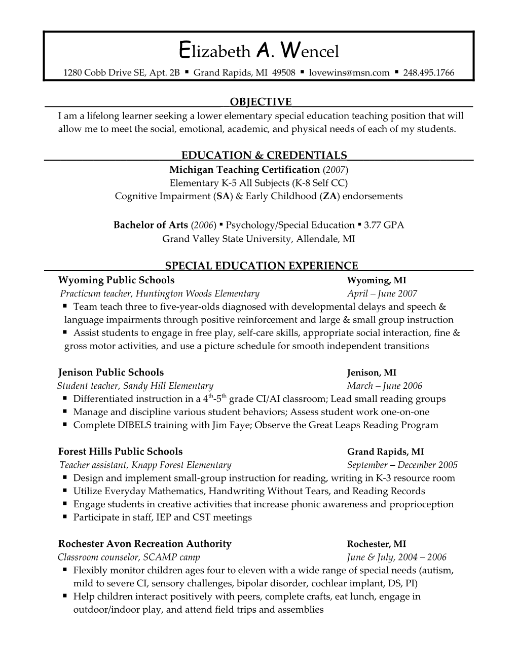 Elementary K-5 All Subjects (K-8 Self CC)