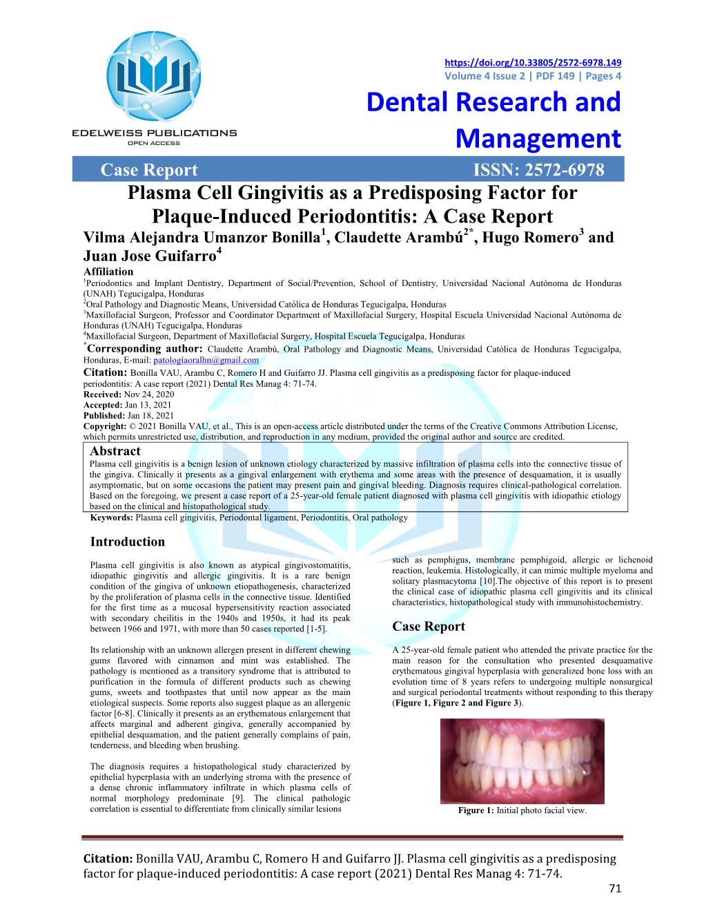 Plasma Cell Gingivitis As a Predisposing Factor for Plaque-Induced Periodontitis