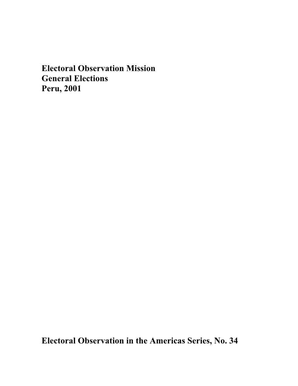 Electoral Observation Peru, 2001 General Elections