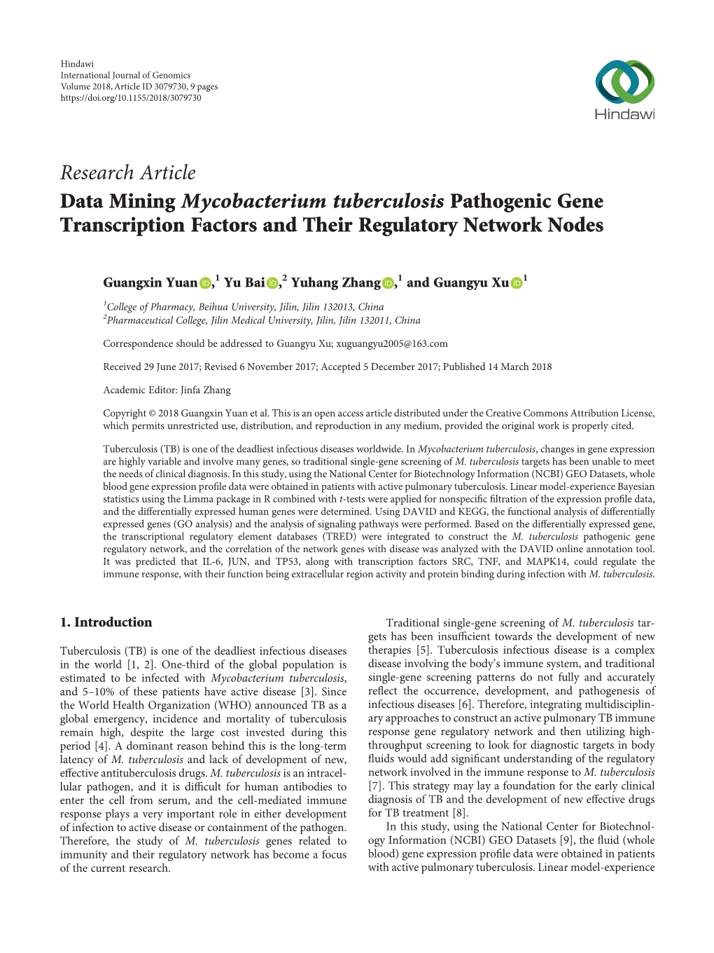 Research Article Data Mining Mycobacterium Tuberculosis Pathogenic Gene Transcription Factors and Their Regulatory Network Nodes