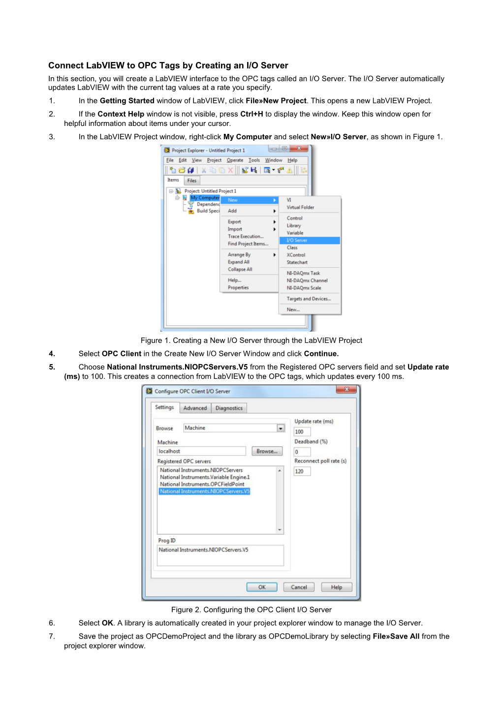 Connect Labview to OPC Tags by Creating an I/O Server