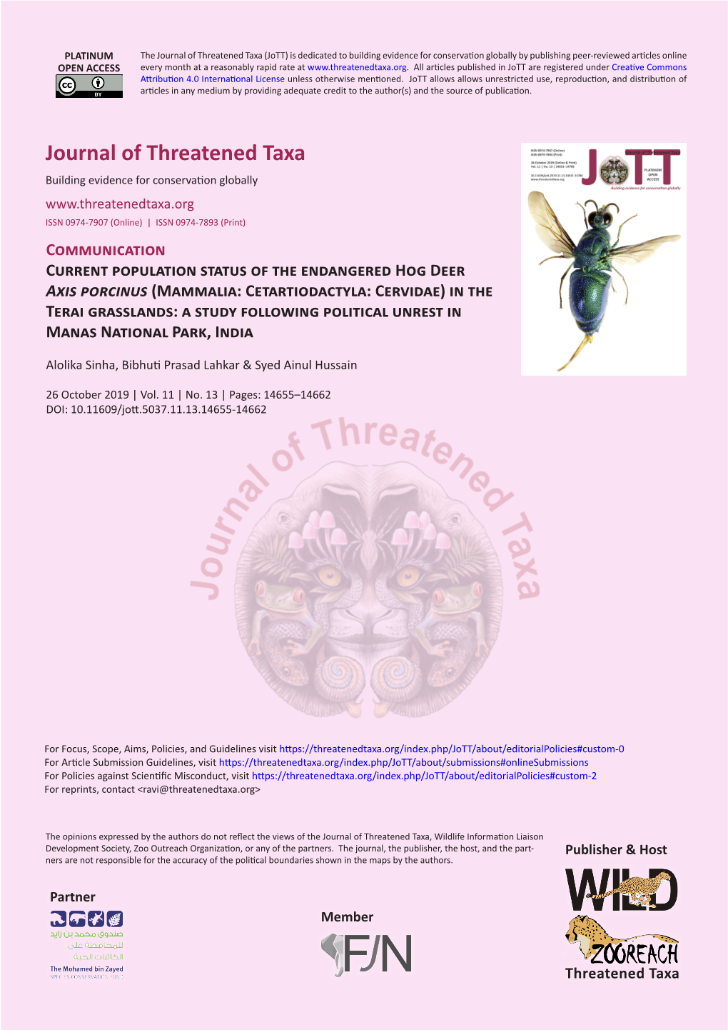 Journal of Threatened Taxa