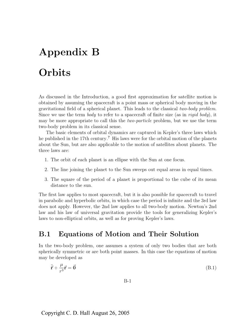 Appendix B Orbits